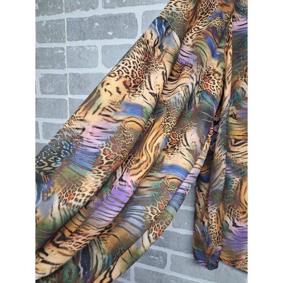 Cotton Bleu Womens Tiger Jungle Print Pullover Balloon Sleeve Blouse‎ Size 1X - Picture 4 of 12
